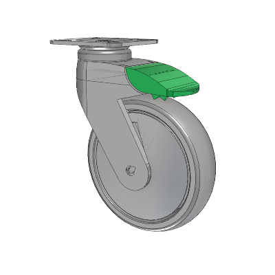 Tango Top Plate Swivel Caster with 125 x 32 TPR (80a) Wheel and Directional Lock Brake