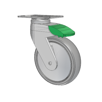 Tango Top Plate Swivel Caster with 125 x 32 TPR (80a) Wheel and Directional Lock Brake
