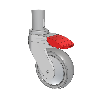 Tango Round Stem Caster with 100 x 32 TPU (80a) Wheel and Total Lock Brake