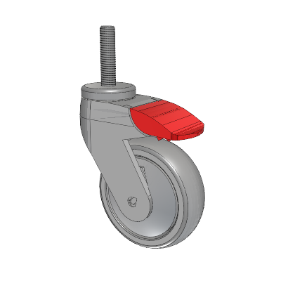 Tango Threaded Stem Caster with 100 x 32 TPU (80a) Wheel and Total Lock Brake
