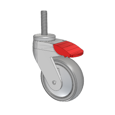 Tango Threaded Stem Caster with 100 x 32 TPU (80a) Wheel and Total Lock Brake