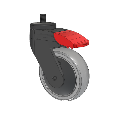 Tango Threaded Stem Caster with 100 x 32 TPR (80a) Wheel and Total Lock Brake