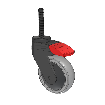 Tango Threaded Stem Caster with 100 x 32 TPR (80a) Wheel and Total Lock Brake