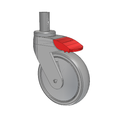 Tango Round Stem Caster with 125 x 32 TPU (80a) Wheel and Total Lock Brake