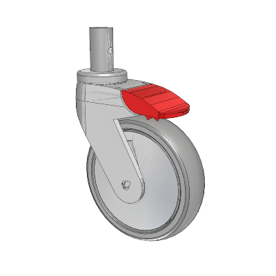 Tango Round Stem Caster with 125 x 32 TPU (80a) Wheel and Total Lock Brake