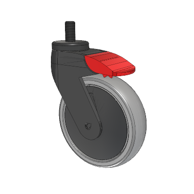 Tango Threaded Stem Caster with 125 x 32 TPU (80a) Wheel and Total Lock Brake