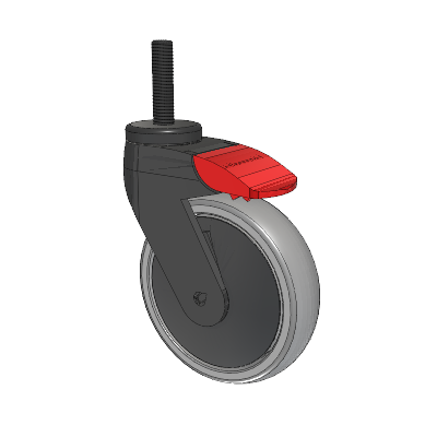 Tango Threaded Stem Caster with 125 x 32 TPU (80a) Wheel and Total Lock Brake