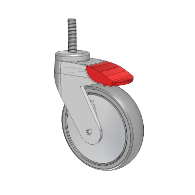 Tango Threaded Stem Caster with 125 x 32 TPU (80a) Wheel and Total Lock Brake