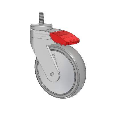Tango Threaded Stem Caster with 125 x 32 TPU (80a) Wheel and Total Lock Brake