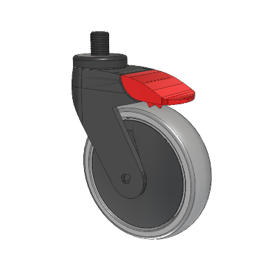 Tango Threaded Stem Caster with 125 x 32 TPU (80a) Wheel and Total Lock Brake