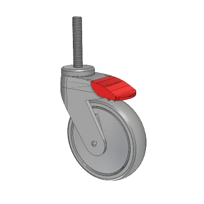 Tango Threaded Stem Caster with 125 x 32 TPU (80a) Wheel and Total Lock Brake