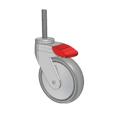 Tango Threaded Stem Caster with 125 x 32 TPU (80a) Wheel and Total Lock Brake