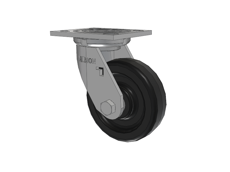 16 Series Top Plate Swivel Caster with 5 x 1.5 Black Phenolic Resin TM - Phenolic Wheel