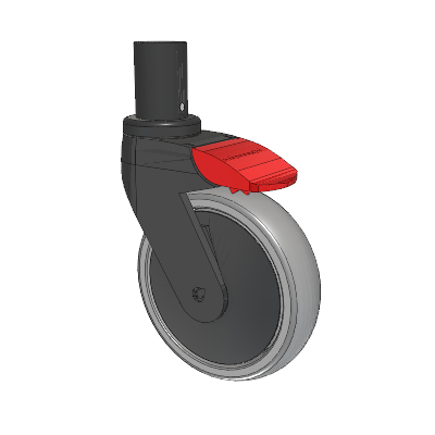 Tango Round Stem Caster with 125 x 32 TPR (80a) Wheel and Total Lock Brake