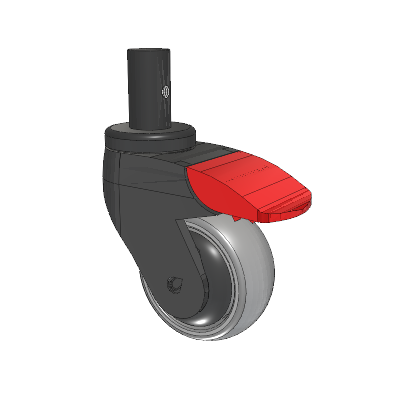 Tango Round Stem Caster with 75 x 32 TPU (80a) Wheel and Total Lock Brake