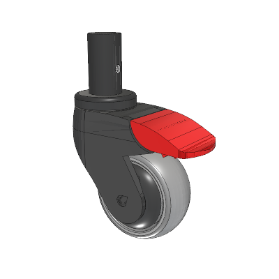 Tango Round Stem Caster with 75 x 32 TPU (80a) Wheel and Total Lock Brake