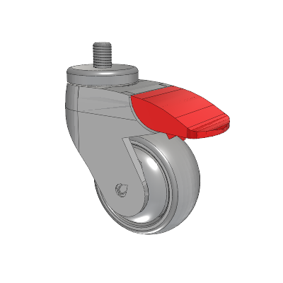 Tango Threaded Stem Caster with 75 x 32 TPU (80a) Wheel and Total Lock Brake