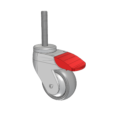 Tango Threaded Stem Caster with 75 x 32 TPU (80a) Wheel and Total Lock Brake