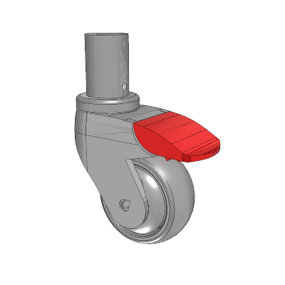 Tango Round Stem Caster with 75 x 32 TPR (80a) Wheel and Total Lock Brake