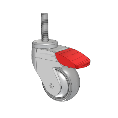 Tango Threaded Stem Caster with 75 x 32 TPR (80a) Wheel and Total Lock Brake