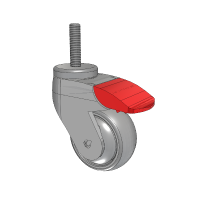Tango Threaded Stem Caster with 75 x 32 TPR (80a) Wheel and Total Lock Brake