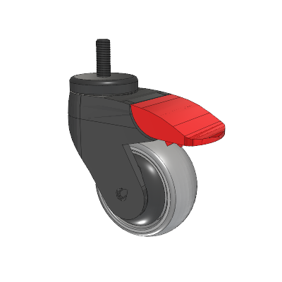 Tango Threaded Stem Caster with 75 x 32 TPR (80a) Wheel and Total Lock Brake