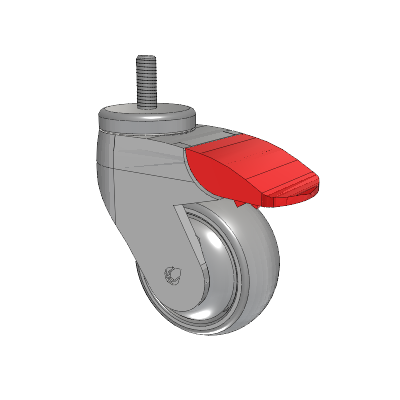 Tango Threaded Stem Caster with 75 x 32 TPR (80a) Wheel and Total Lock Brake