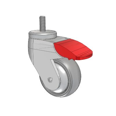 Tango Threaded Stem Caster with 75 x 32 TPR (80a) Wheel and Total Lock Brake