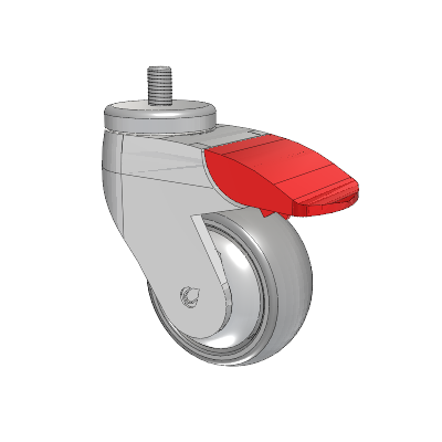 Tango Threaded Stem Caster with 75 x 32 TPR (80a) Wheel and Total Lock Brake