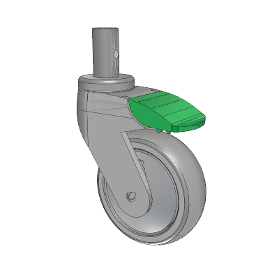 Tango Round Stem Caster with 100 x 32 TPU (80a) Wheel and Directional Lock Brake