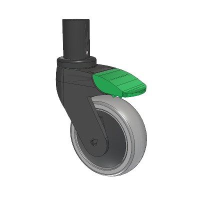 Tango Round Stem Caster with 100 x 32 TPU (80a) Wheel and Directional Lock Brake