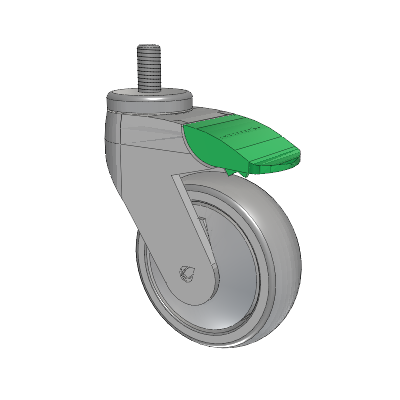 Tango Threaded Stem Caster with 100 x 32 TPU (80a) Wheel and Directional Lock Brake