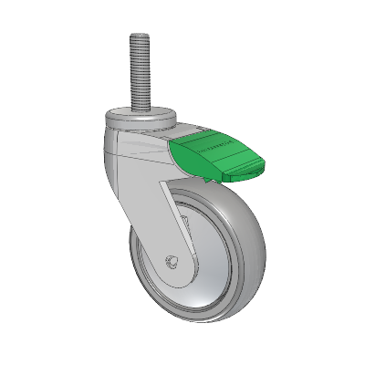 Tango Threaded Stem Caster with 100 x 32 TPU (80a) Wheel and Directional Lock Brake