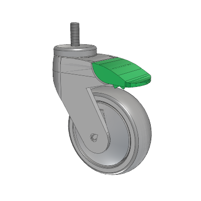 Tango Threaded Stem Caster with 100 x 32 TPU (80a) Wheel and Directional Lock Brake