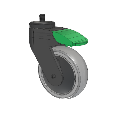Tango Threaded Stem Caster with 100 x 32 TPU (80a) Wheel and Directional Lock Brake