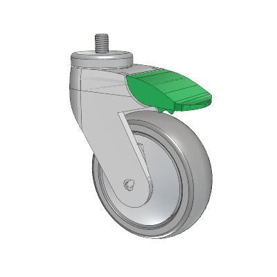Tango Threaded Stem Caster with 100 x 32 TPU (80a) Wheel and Directional Lock Brake