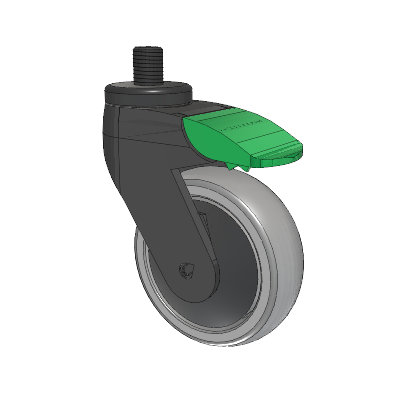 Tango Threaded Stem Caster with 100 x 32 TPU (80a) Wheel and Directional Lock Brake