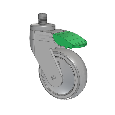 Tango Threaded Stem Caster with 100 x 32 TPU (80a) Wheel and Directional Lock Brake