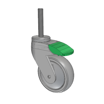 Tango Threaded Stem Caster with 100 x 32 TPU (80a) Wheel and Directional Lock Brake