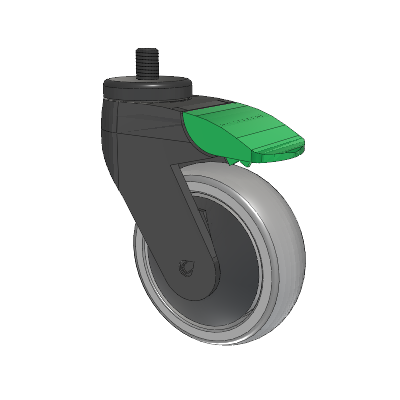 Tango Threaded Stem Caster with 100 x 32 TPU (80a) Wheel and Directional Lock Brake
