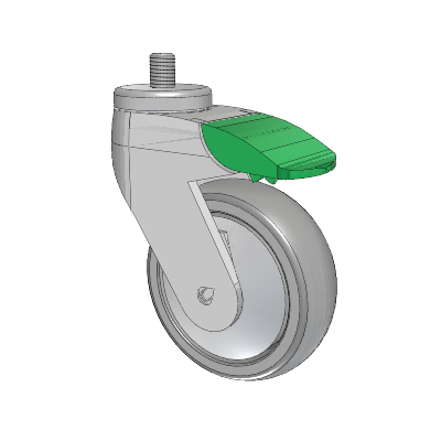 Tango Threaded Stem Caster with 100 x 32 TPU (80a) Wheel and Directional Lock Brake