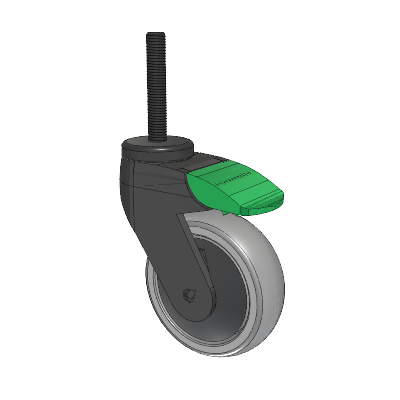 Tango Threaded Stem Caster with 100 x 32 TPU (80a) Wheel and Directional Lock Brake