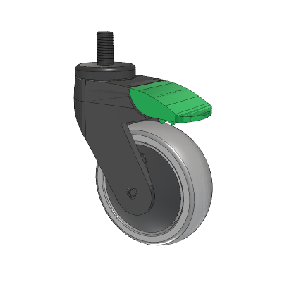 Tango Threaded Stem Caster with 100 x 32 TPR (80a) Wheel and Directional Lock Brake