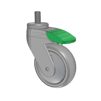 Tango Threaded Stem Caster with 100 x 32 TPR (80a) Wheel and Directional Lock Brake
