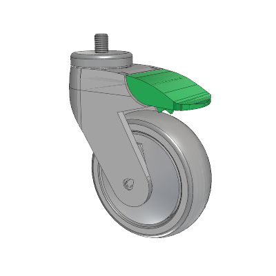Tango Threaded Stem Caster with 100 x 32 TPR (80a) Wheel and Directional Lock Brake