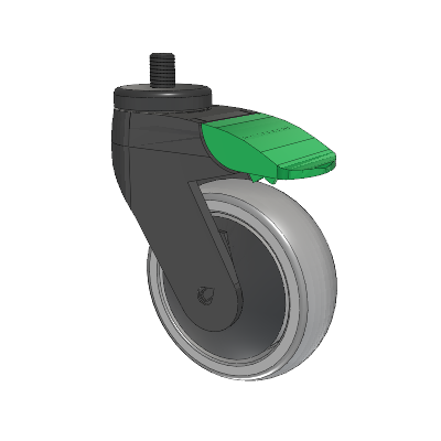 Tango Threaded Stem Caster with 100 x 32 TPR (80a) Wheel and Directional Lock Brake