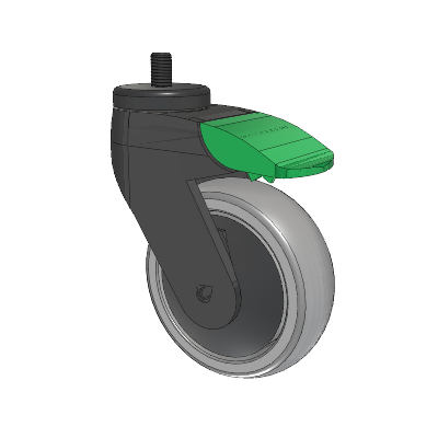 Tango Threaded Stem Caster with 100 x 32 TPR (80a) Wheel and Directional Lock Brake