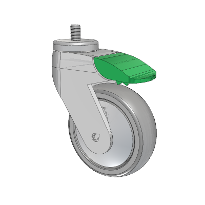 Tango Threaded Stem Caster with 100 x 32 TPR (80a) Wheel and Directional Lock Brake