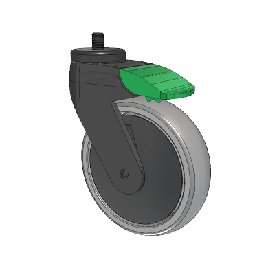 Tango Threaded Stem Caster with 125 x 32 TPU (80a) Wheel and Directional Lock Brake
