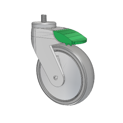 Tango Threaded Stem Caster with 125 x 32 TPU (80a) Wheel and Directional Lock Brake